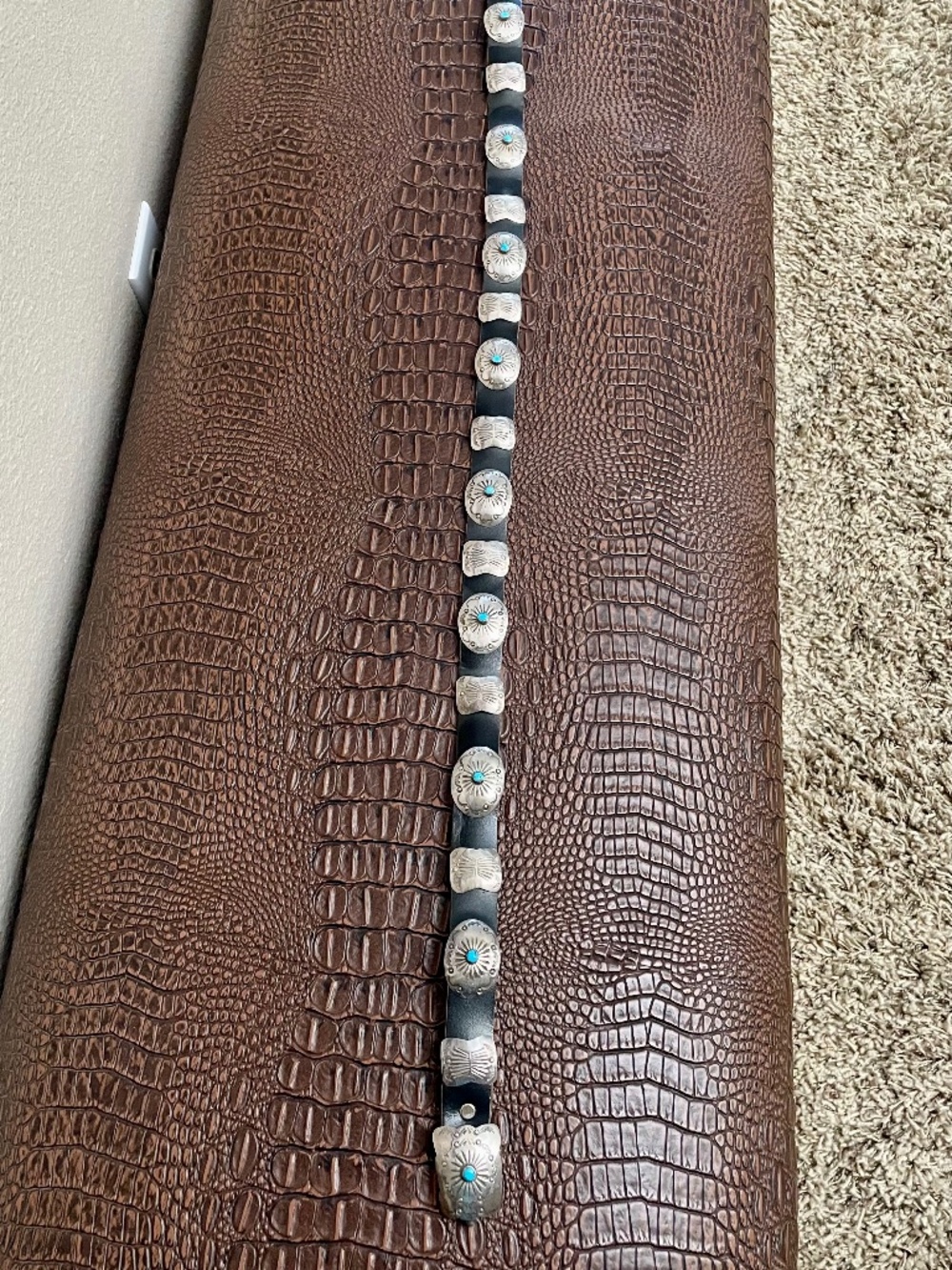 Vintage Native American Sterling Silver Turquoise Concho Belt - Picture 6 of 6